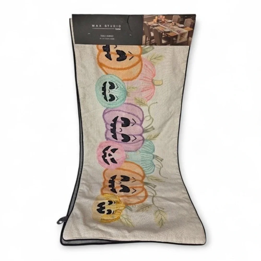 Max‎ Studio Colorful Pastel Pumpkin Table Runner Halloween Decor
